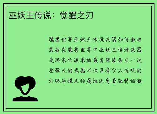 巫妖王传说：觉醒之刃